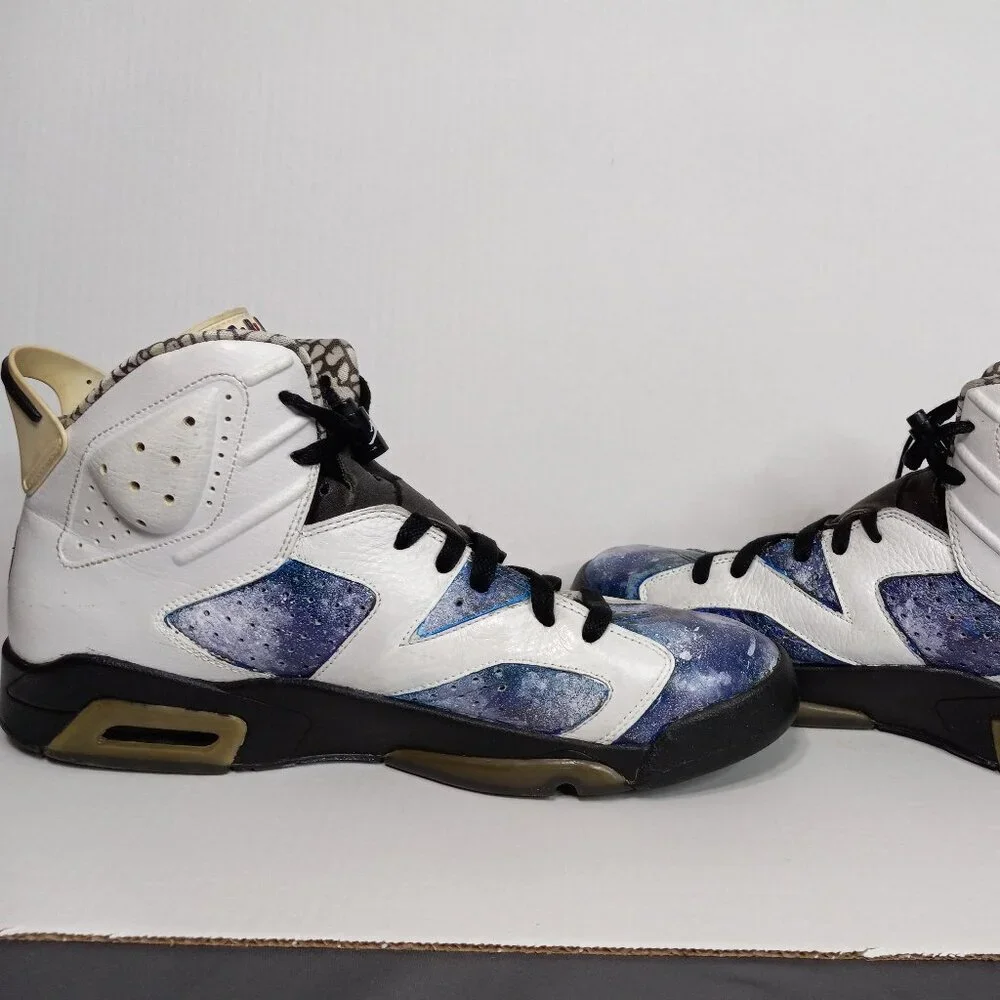 Air Jordan 6 Retro Premium Motorsports Hand-Painted Sneakers White Size 12